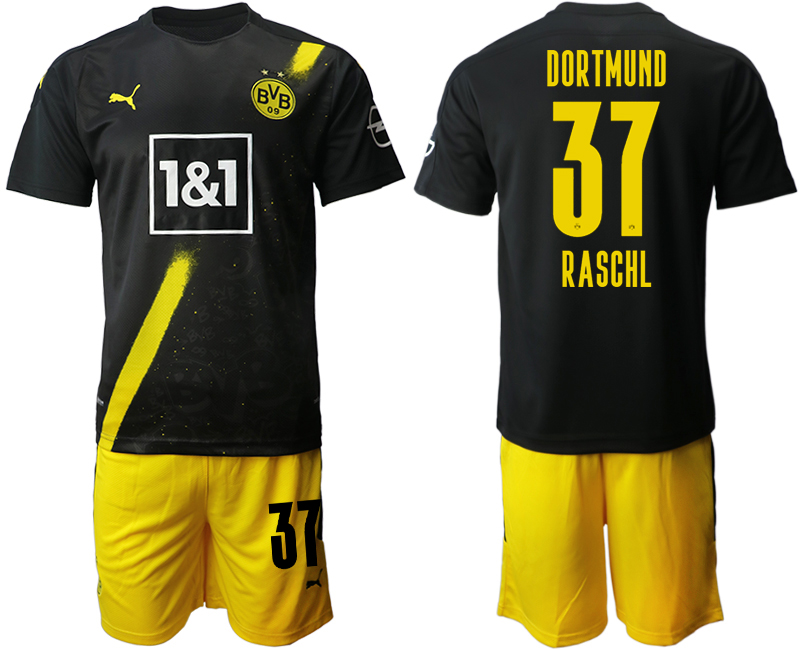 Men 2020-2021 club Borussia Dortmund away #37 black Soccer Jerseys